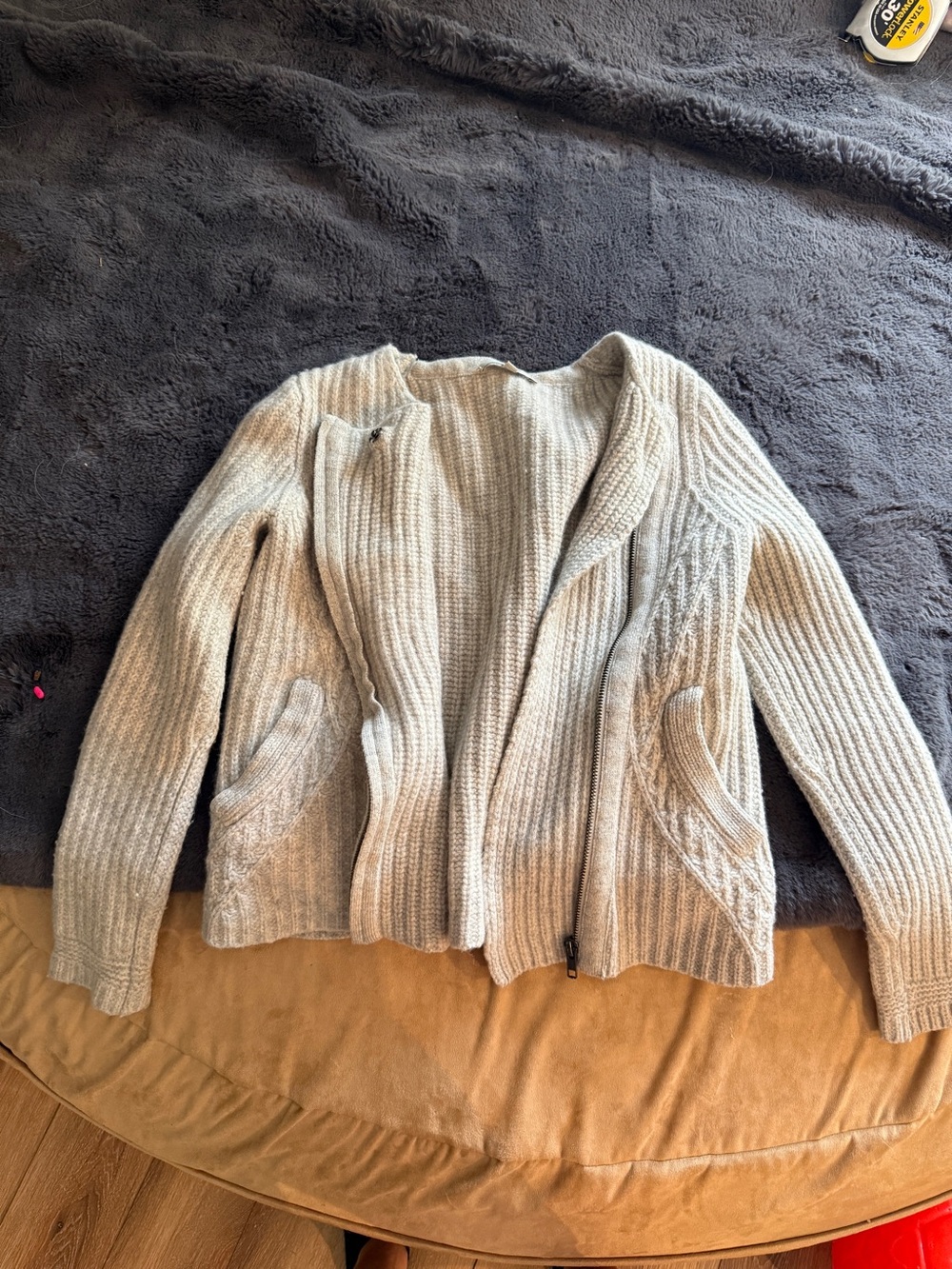 Madewell Light Gray Open-Front Ribbed Cardigan
